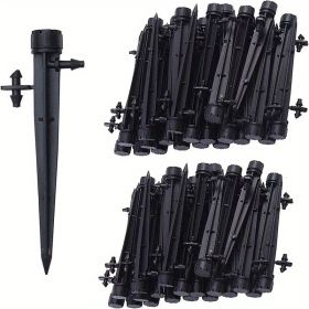 20pcs/50pcs Drip Emitters Perfect For 4/7mm Tube PE Pipe; 8 Holes; Adjustable 360 Degree Water Flow Irrigation Drippers On Stake For Flower Bed; (Quantity: 50pcs, Color: Black)