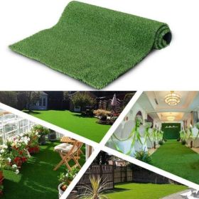3ft x 32ft Premium Artificial Turf Mat with Drainage Holes. Thick Fake Grass with Rubber Backing, Ideal for Indoor/Outdoor Pet Areas, (3ft x 32ft: Grass height 0.6 inches/1.5cm)