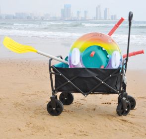 Folding wagon Garden Shopping Beach Cart (colour: blak+blue)