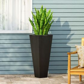 13" x 32.5" Outdoor Modern MGO Cast Stone Planter, Black (Color: as Pic)