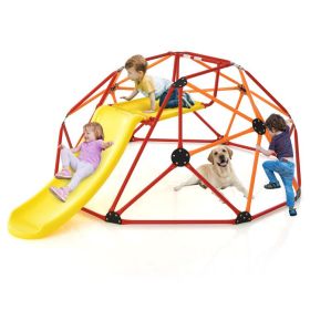 Kids Climbing Dome with Slide and Fabric Cushion for Garden Yard (Color: Orange)