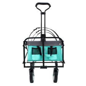 Collapsible Foldable Wagon Cart with strapping system Beach Wagon Utility Cart Utility Wagon Grocery Cart for for Camping Shopping Sports Gardein (Color: as Pic)
