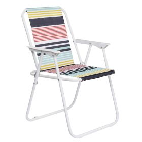 Folding Beach Chair, Lightweight Beach Chair with High Back, Portable Foldable Camping Chair Lawn Chair with Hard Armrest, Colorful Stripes (Quantity: 1pcs)